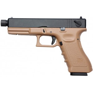 Модель пистолета Glock 18, KP-18TBC.CO2-TAN, GBB, удлин. ствол с резьбой под глушитель, металл, койот, CO2 (KJW)